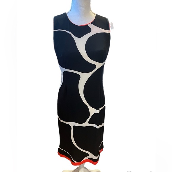 Lennie For Nina Leonard NWT Black/red/white Midi Dress 2 Piece Size Small - Picture 3 of 5